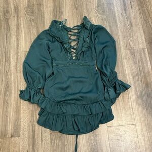 Dark Green Ruffle Dress NWT